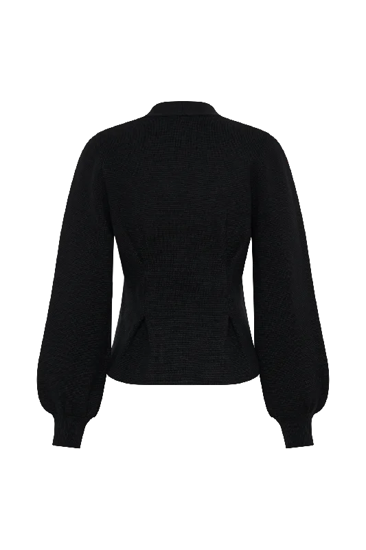 Beverly Knit Cinched Cardigan - Black