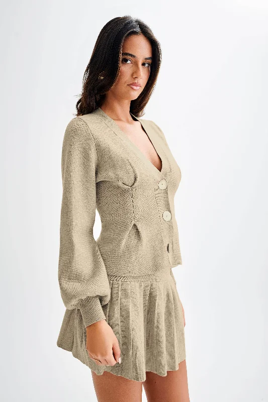 Beverly Knit Cinched Cardigan - Oak