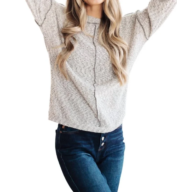 Both Sides Of The Story Pullover Top In Heather Grey