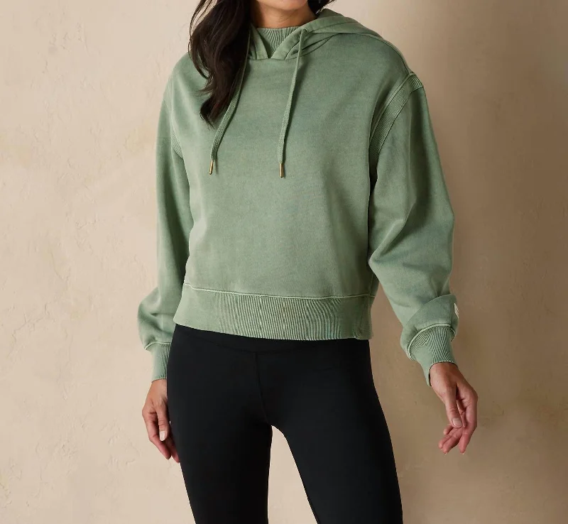 Boxy Hooded Sweatshirt In Juniper