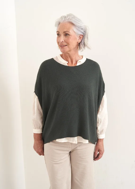 COSIMA SLEEVELESS SWEATER - GREY GREEN