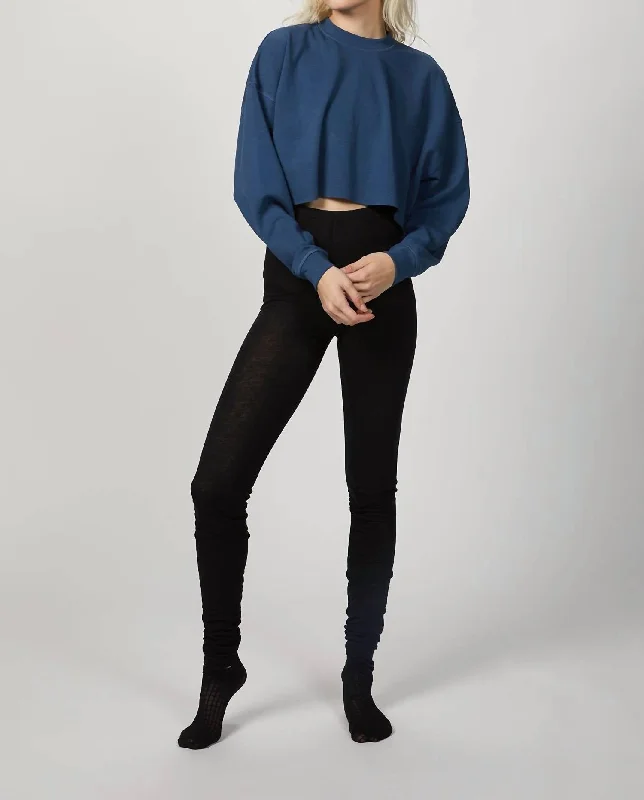 Cropped Sweatshirt In Pale Navy