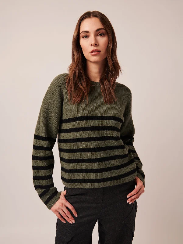 Floralie Stripe Sweater - Sage Twist