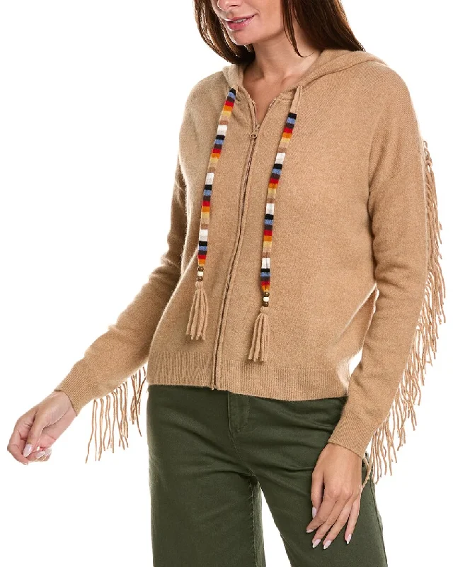 Minnie Rose Zip Fringed Cashmere Hoodie