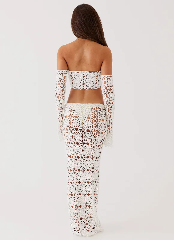 Sorrentino Crochet Long Sleeve Top - White