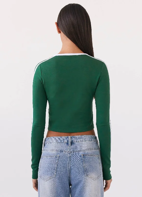 Touch Base Long Sleeve Top - Pine Green