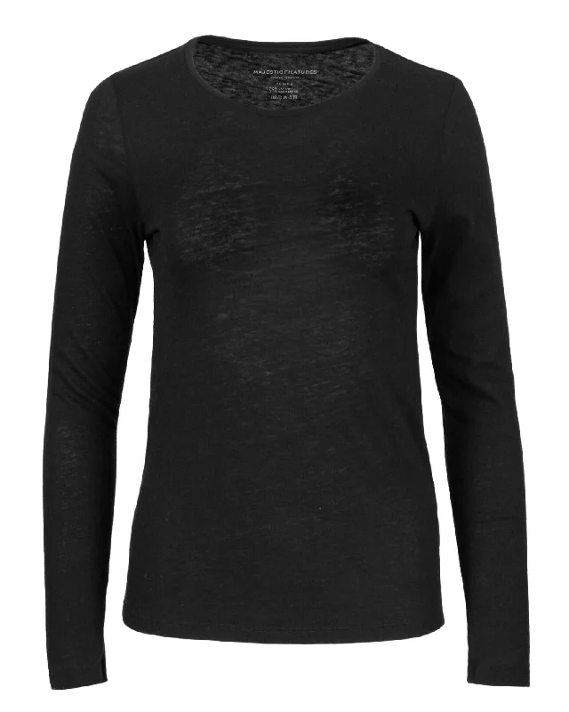 Women's Long Sleeve Crewneck Sweatshirt In Black