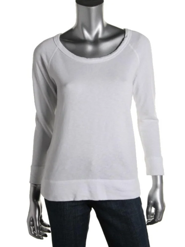 Womens Terry Cloth Boat Neck Sweatshirt