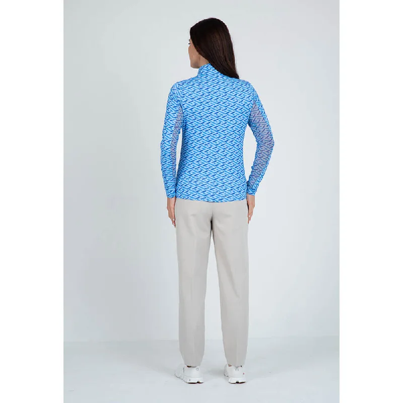 IBKUL Fatima Long Sleeve Top - Blue/Peri