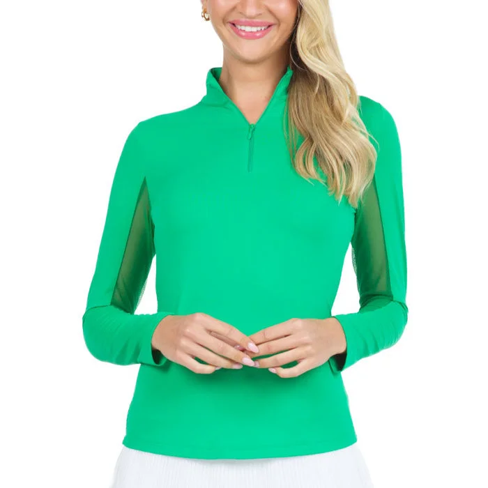 IBKUL Womens Long Sleeve Mock Solid Top - Green