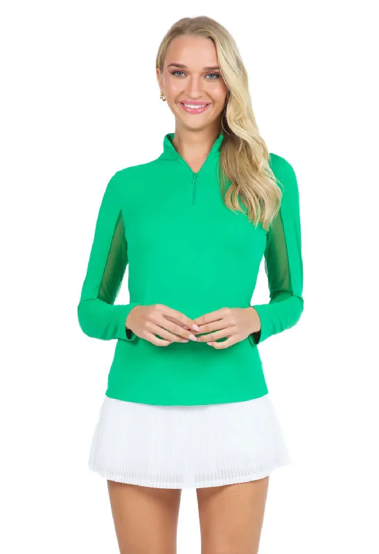 IBKUL Womens Long Sleeve Mock Solid Top - Green