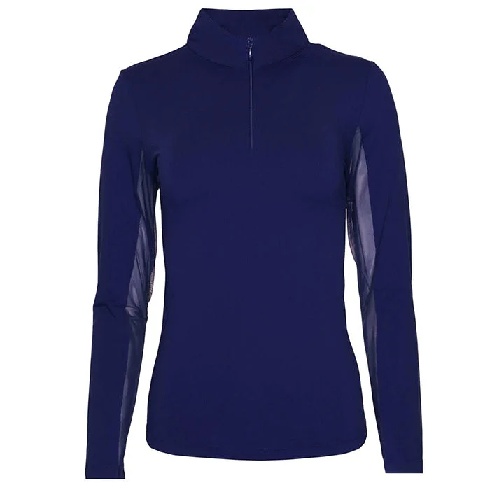 IBKUL Womens Long Sleeve Mock Solid Top - Navy