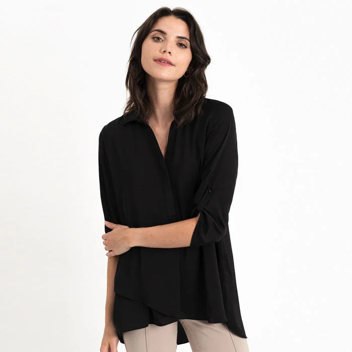 Renuar Long Sleeve Airflow Blouse - Black