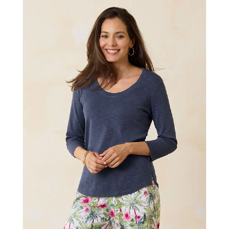 Tommy Bahama Women's Ashby Isles Rib 3/4 Sleeve Scoop T-Shirt - Island Navy*