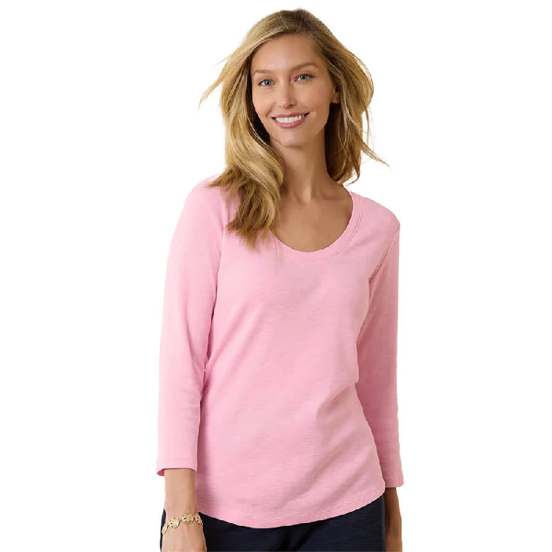 Tommy Bahama Women's Ashby Isles Rib 3/4 Sleeve Scoop T-Shirt - Primrose Pink