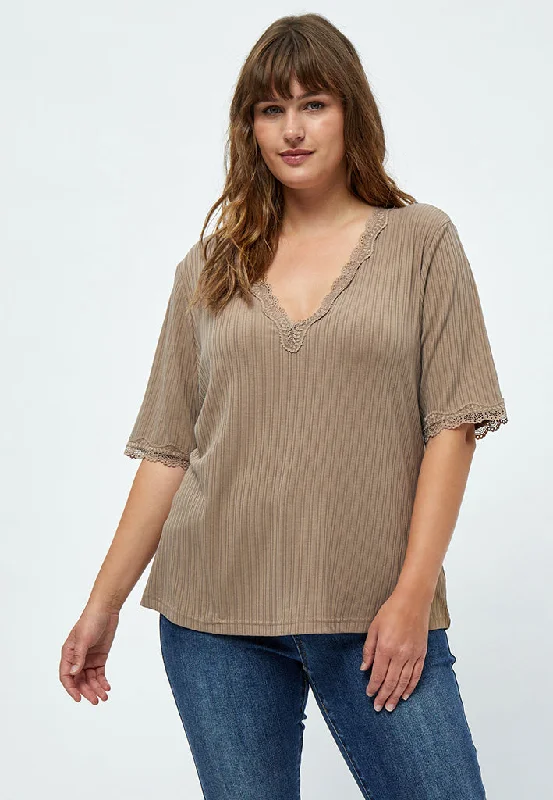 PCGai Lace Blouse Curve - Winter Twig Sand