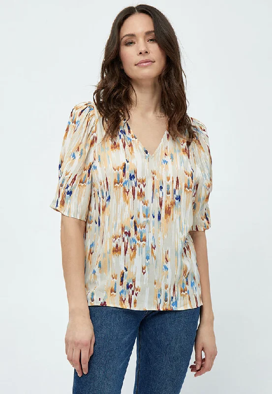 Mahogany Blouse - Feather Gray Print