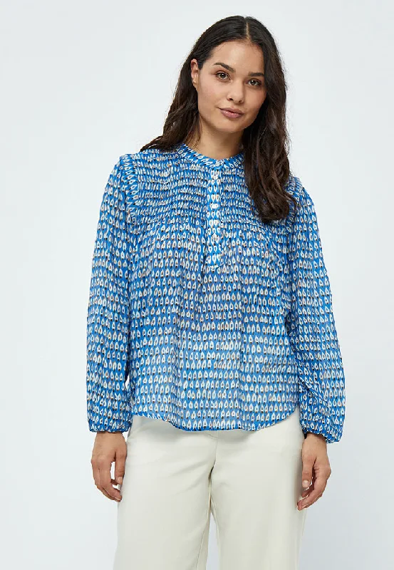 Marika Smock Blouse - Marina Blue Print