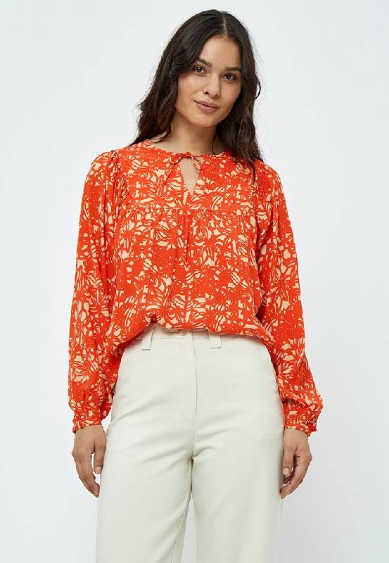 Millie Danea Blouse - Intense Orange Print