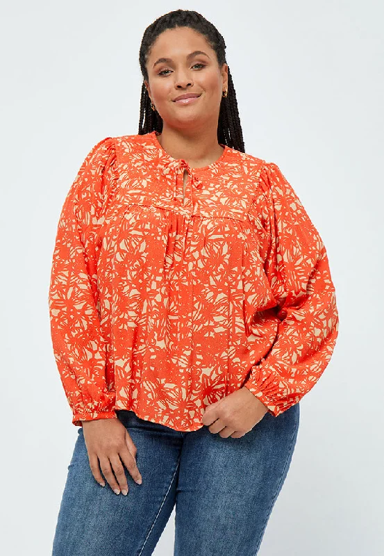 Millie Danea Blouse Curve - Intense Orange Print