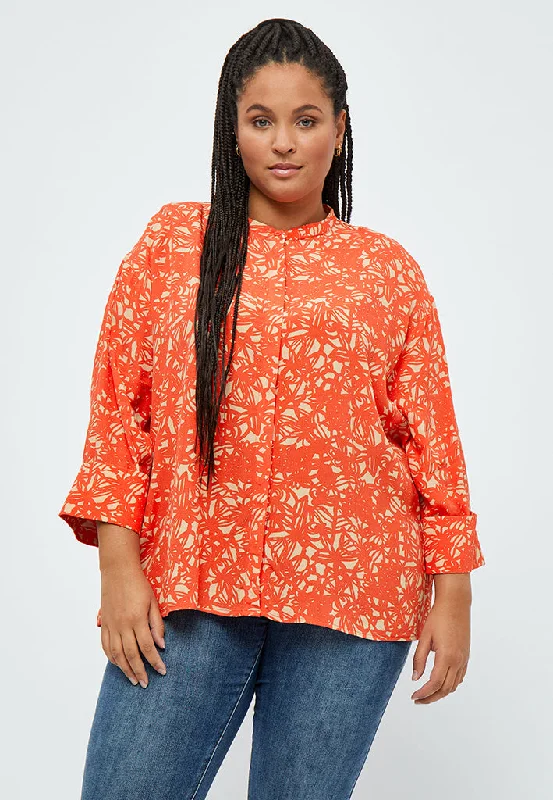 Millie Shirt Curve - Intense Orange Print