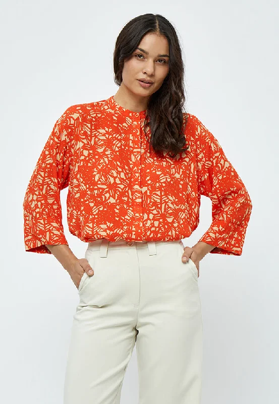 Millie Shirt - Intense Orange Print