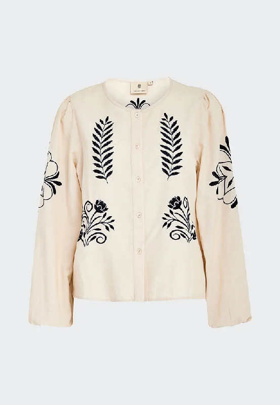 Nanna Embroidery Blouse - Sandshell