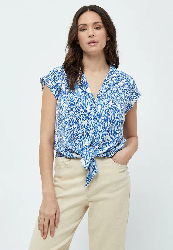 Nicoline Sleeveless Shirt - Marina Blue Print