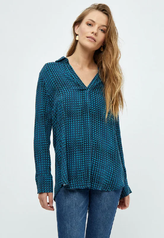 PCPalmer V-Neck Blouse - Moonlit Ocean Print