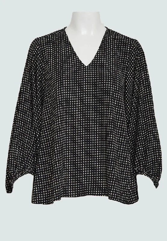 PCParis Long Sleeve Blouse - Black Print