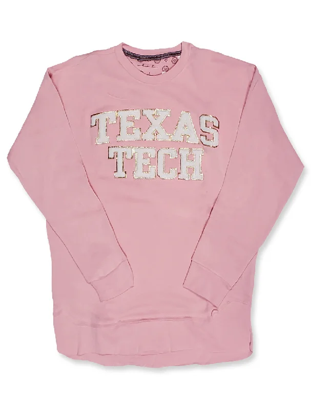 Press Box ""Simply Chenille"" Pink and White  Crew Neck Fleece