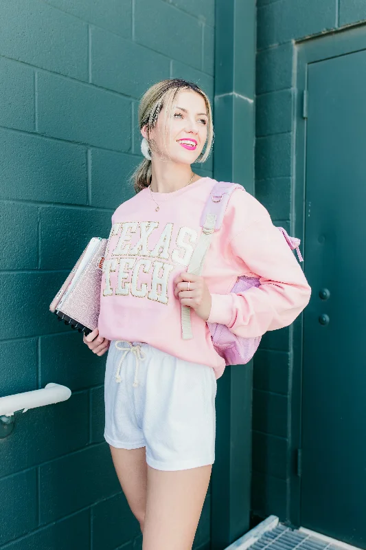 Press Box ""Simply Chenille"" Pink and White  Crew Neck Fleece