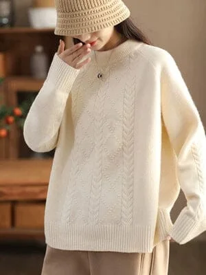 Winter Casual Minimalist Lose Woolen Knitted Cardigan