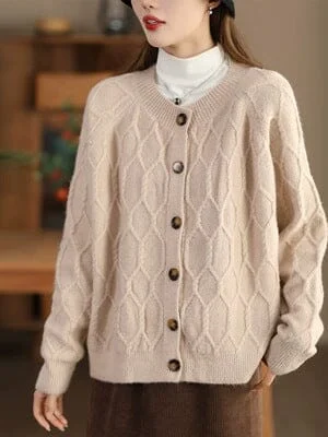 Women Autumn Winter Casual Loose Knitted Cardigan