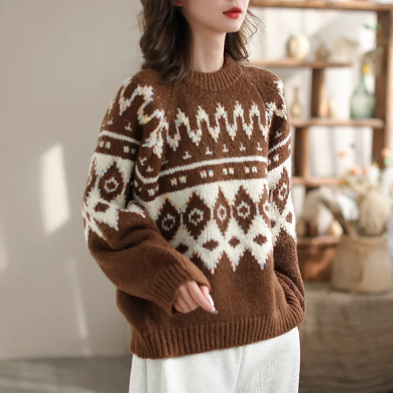 Women Fashion Color Matching Knitted Cardigan