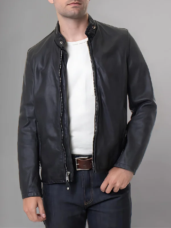 Cowhide Casual Racer Leather Jacket