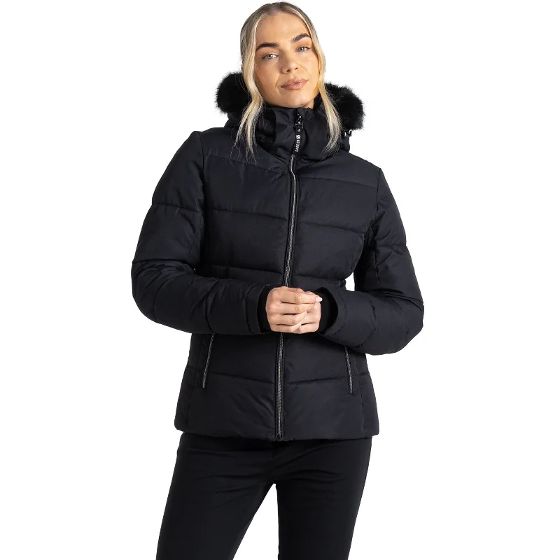 Dare 2 b Womens Glamourize IV Faux Fur Hooded Waterproof Ski Jacket - Black