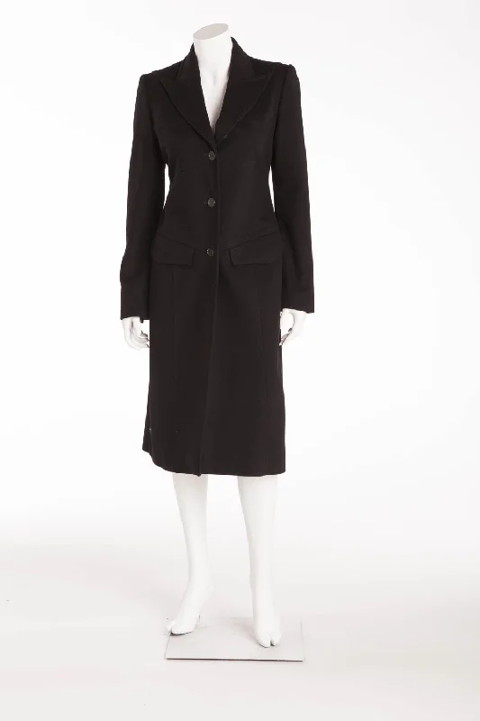 Gucci - Black Long Sleeve Button Up Coat  - IT 38