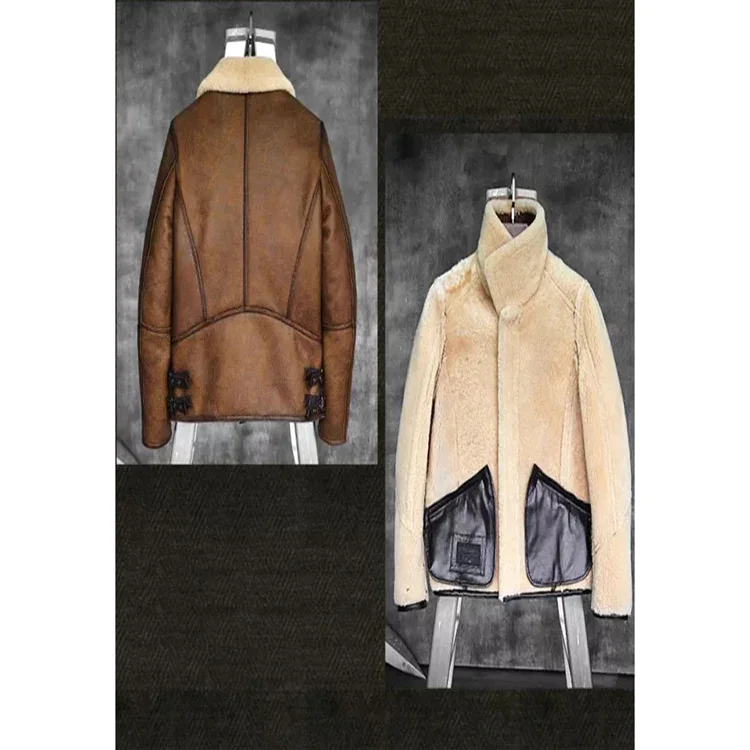 Men’s Aviator Camel Brown Leather Shearling Jacket