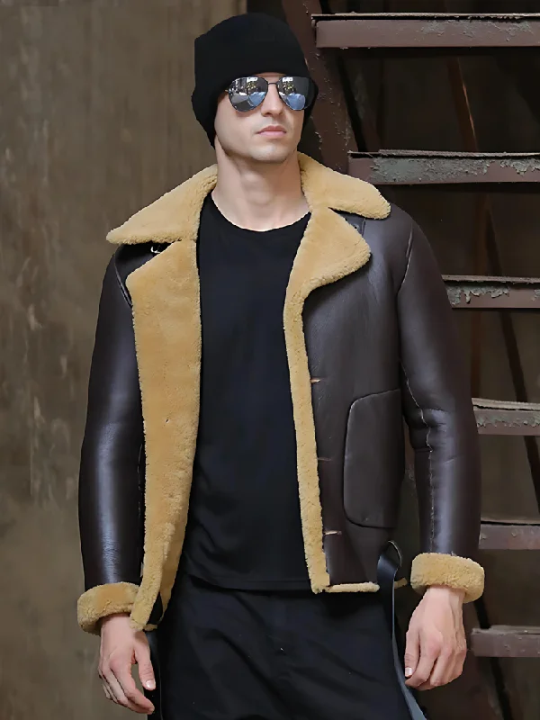 Men’s Dark Brown B3 Shearling Flight Aviator Jacket