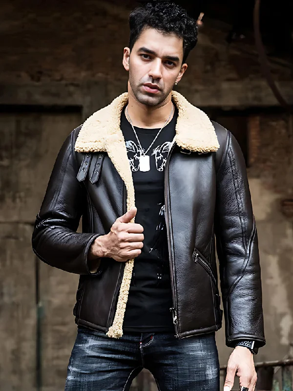 Men’s Dark Brown Leather Shearling Jacket