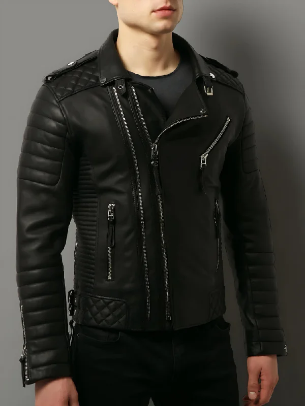 Mens Black Custom Leather Jacket