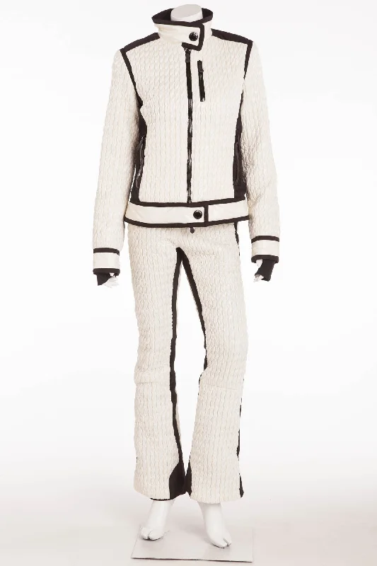 Moncler - 2PC White Puffy Sleeveless Jumpsuit & Jacket -IT 42