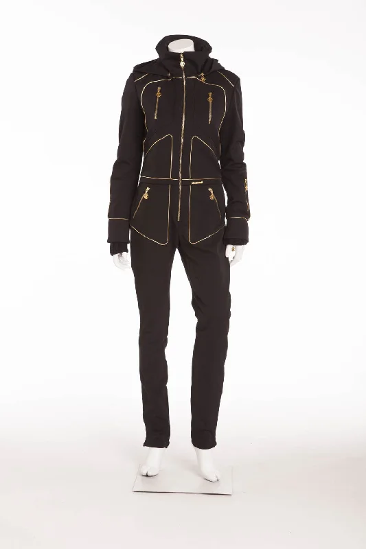 Roberto Cavalli - BN Black Ski Jumpsuit with Gold Embellishments - IT 42