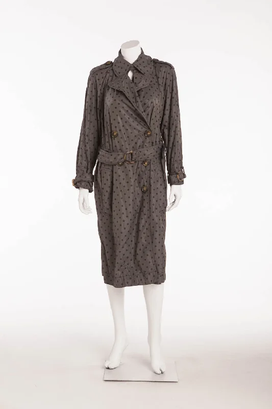 Sonia Rykiel - Gray & Black Polka Dot Trench Coat - S