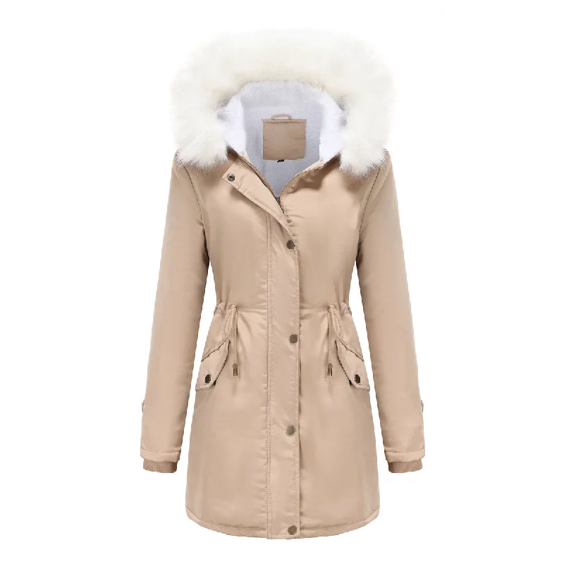 Women's Fashion Detachable Fur Collar Cotton Coat Velvet Coat Cotton-padded Jacket