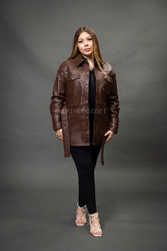 Women's Leather Shirt [Chocolate]