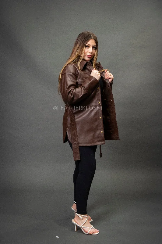 Women's Leather Shirt [Chocolate]