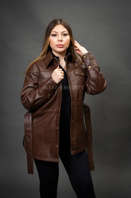 Women's Leather Shirt [Chocolate]