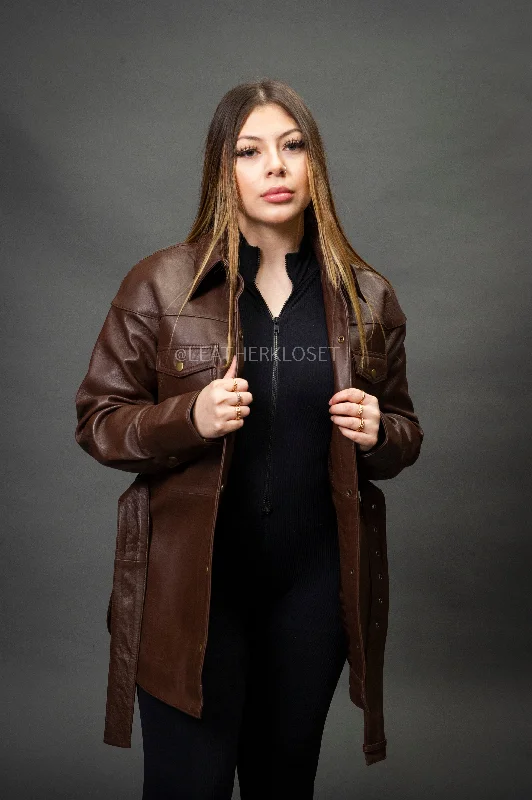 Women's Leather Shirt [Chocolate]